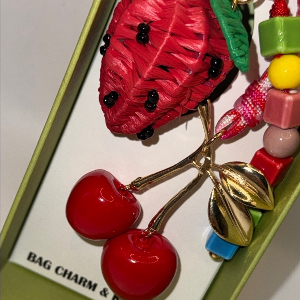 PIPER K Strawberry Woven Keychain with Beads - Picture 5 of 7
